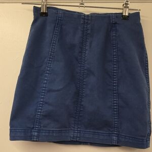 Free People Modern Femme Denim Mini Skirt Blue Seamed Panel Back Zip Size 0